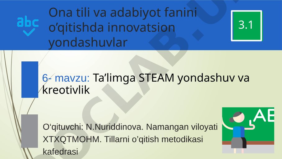 Ta’limga STEAM yondashuv va kreotivlik