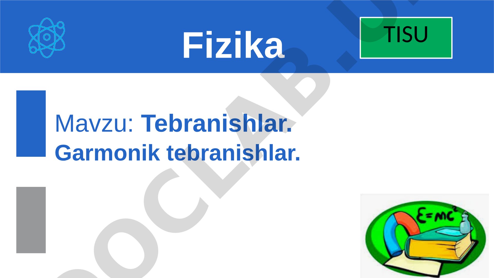 Tebranishlar turlari, garmonik tebranishlar, prujinali va matematik mayatniklar, rezonans