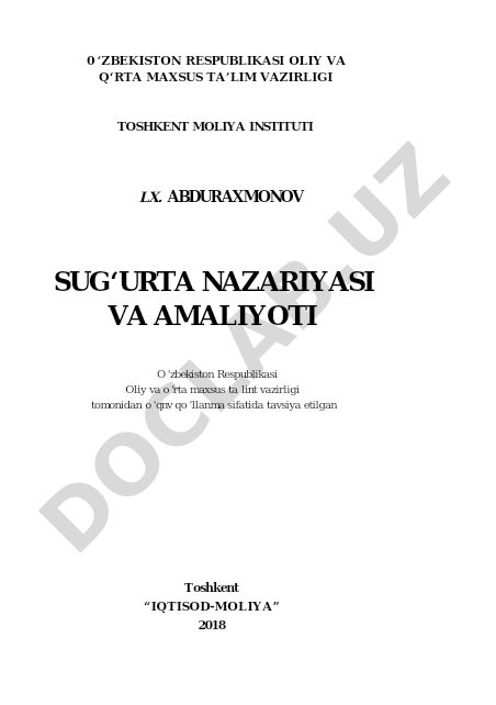 Sug'urta nazariyasi va amaliyoti