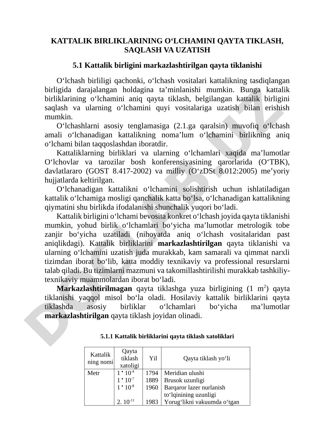 Kattalik birliklarining o'lchamini qayta tiklash, saqlash va uzatish