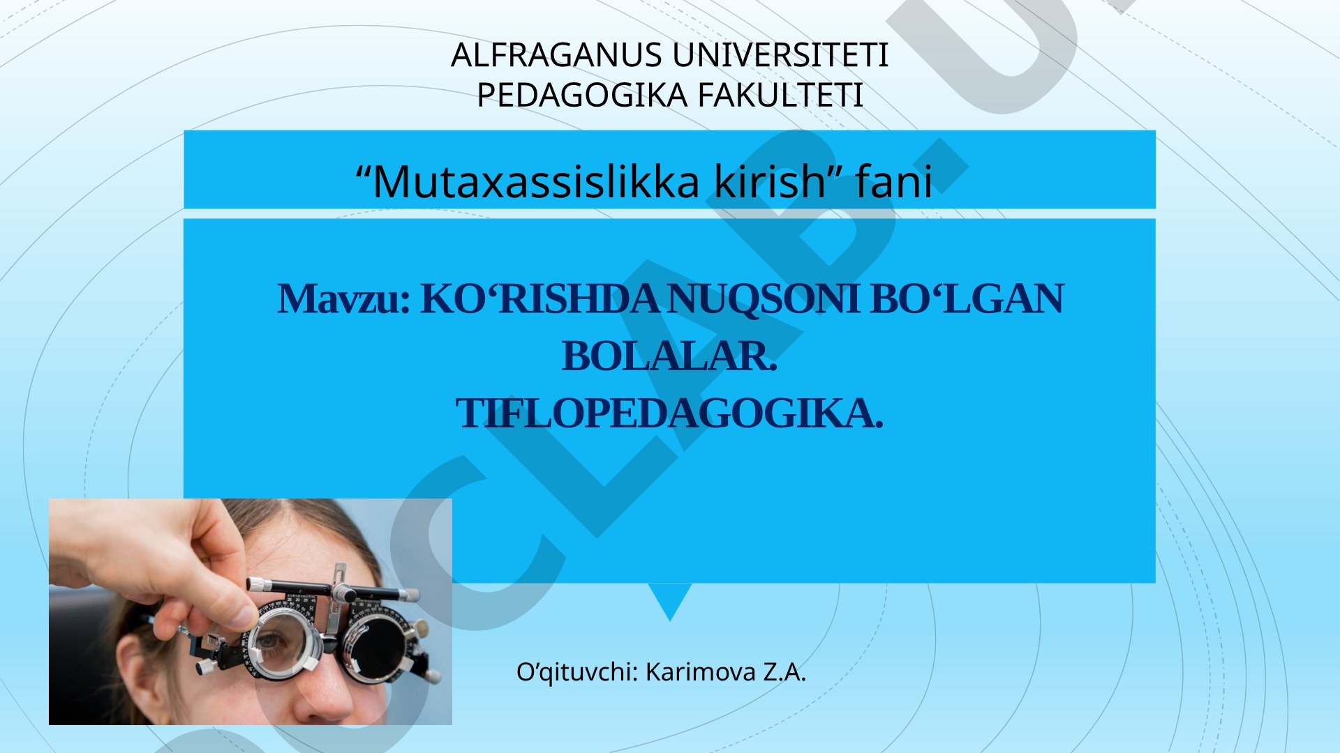 Ko‘rishda nuqsoni bo‘lgan bolalar. Tiflopedagogika