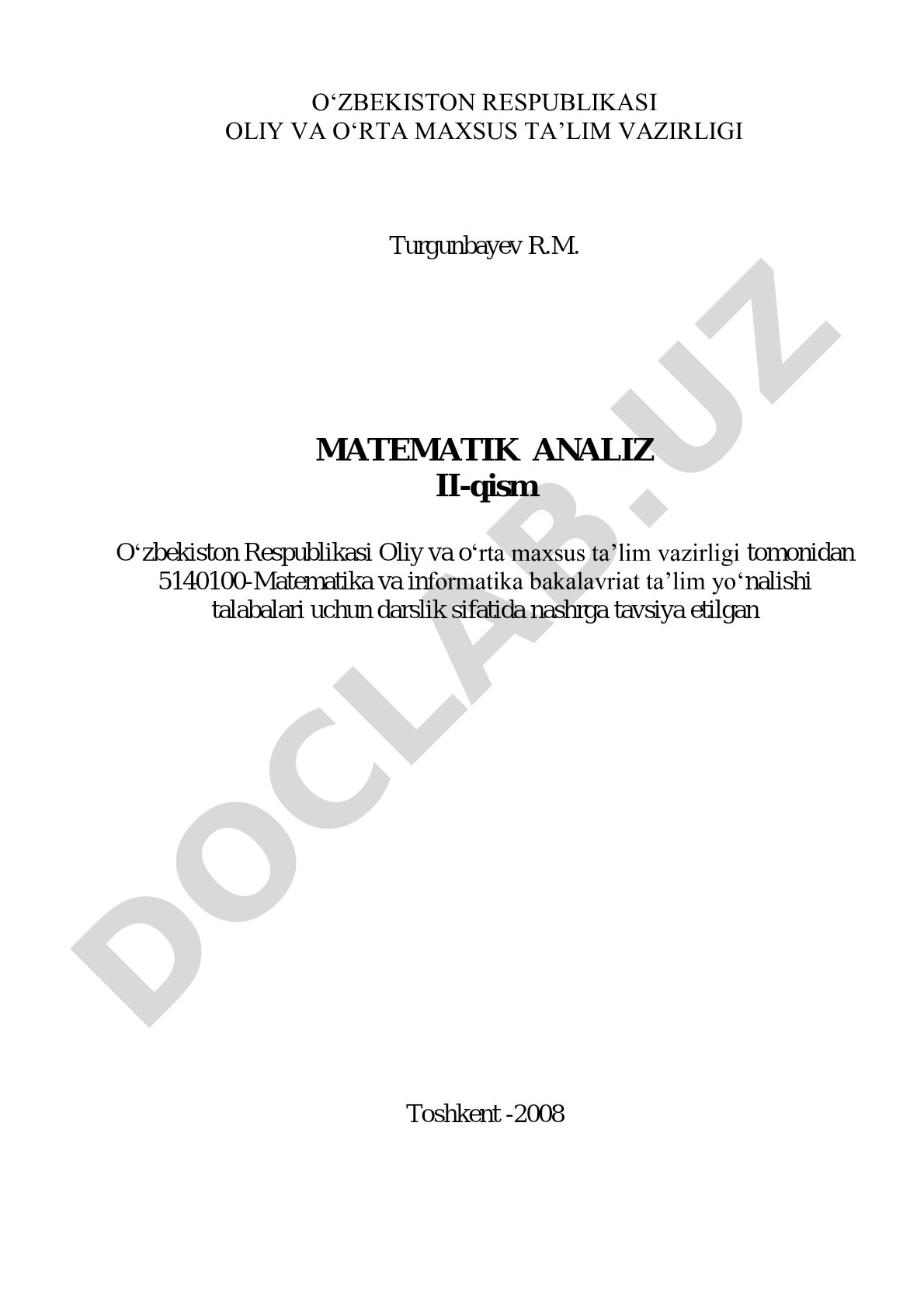 Matematik analiz II-qism