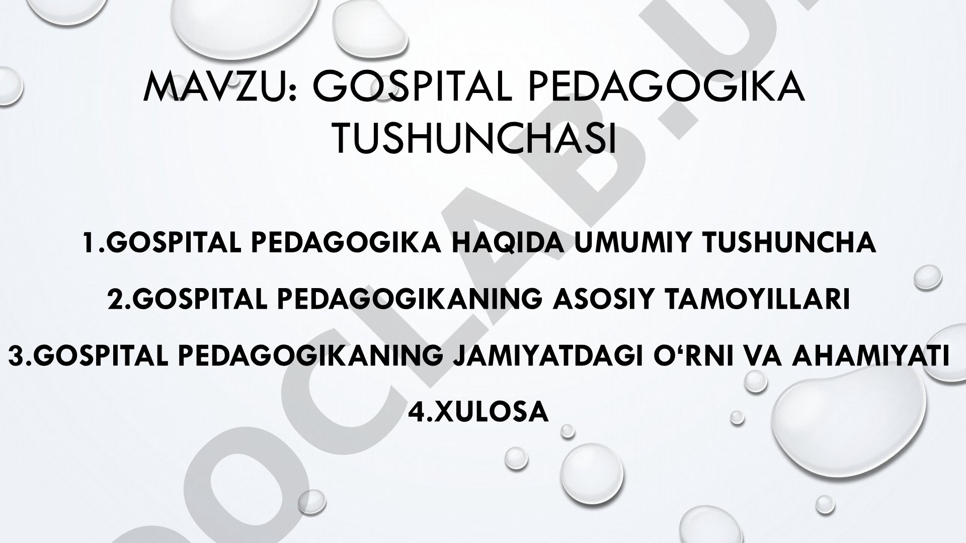 Gospital pedagogika tushunchasi