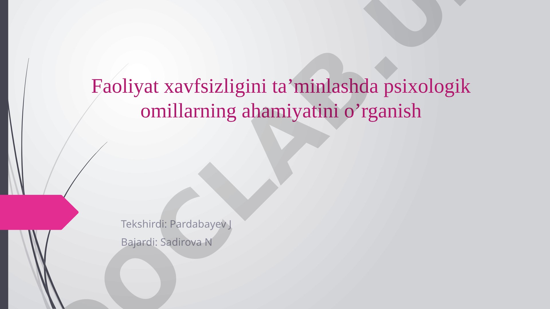 Faoliyat xavfsizligini ta’minlashda psixologik omillarning ahamiyatini o’rganish