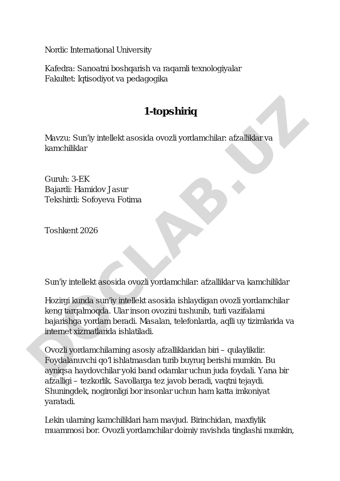 Sun’iy intellekt asosida ovozli yordamchilar: afzalliklar va kamchiliklar