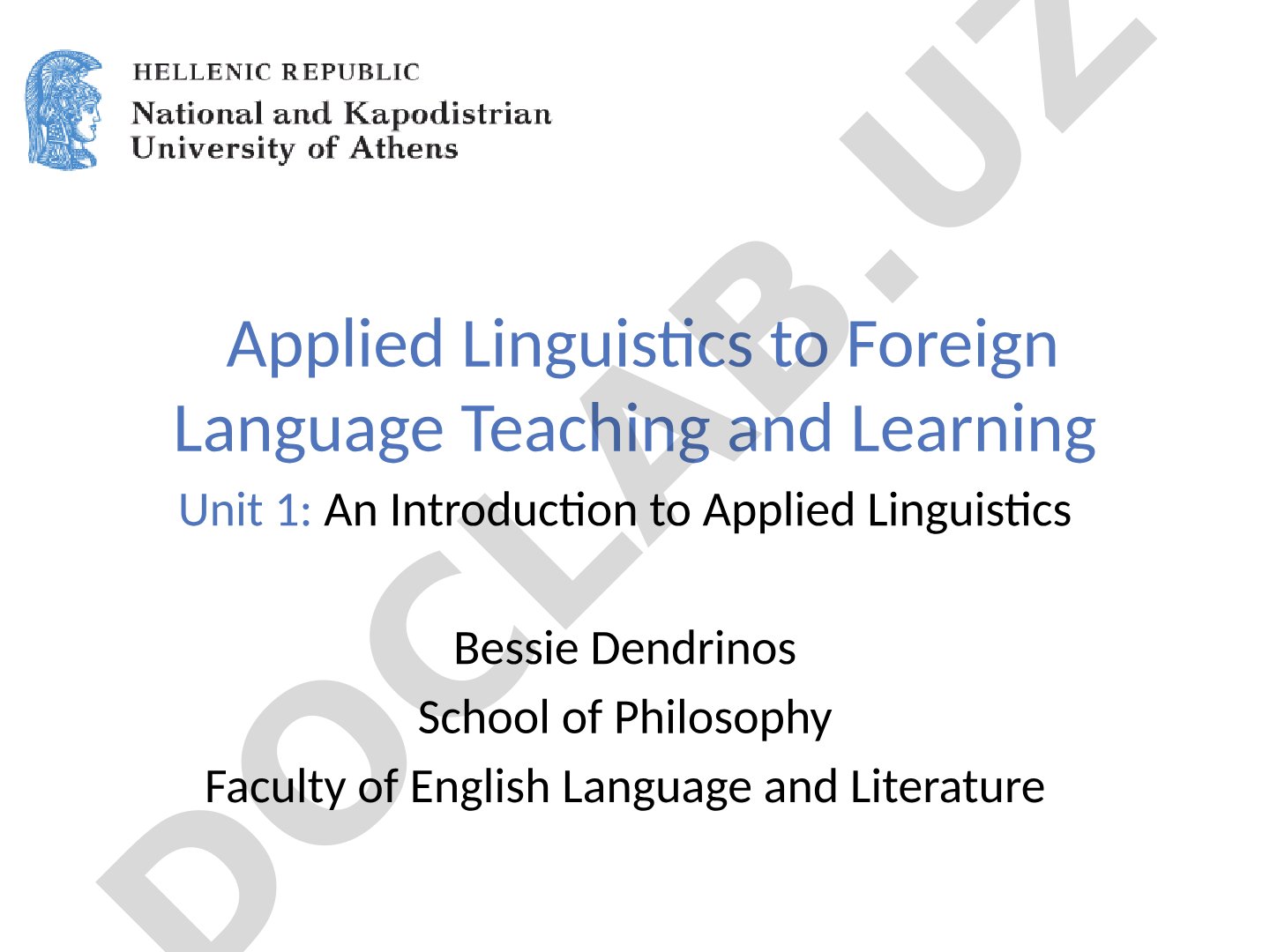 Applied Linguistics to Foreign Language Teaching and Learning