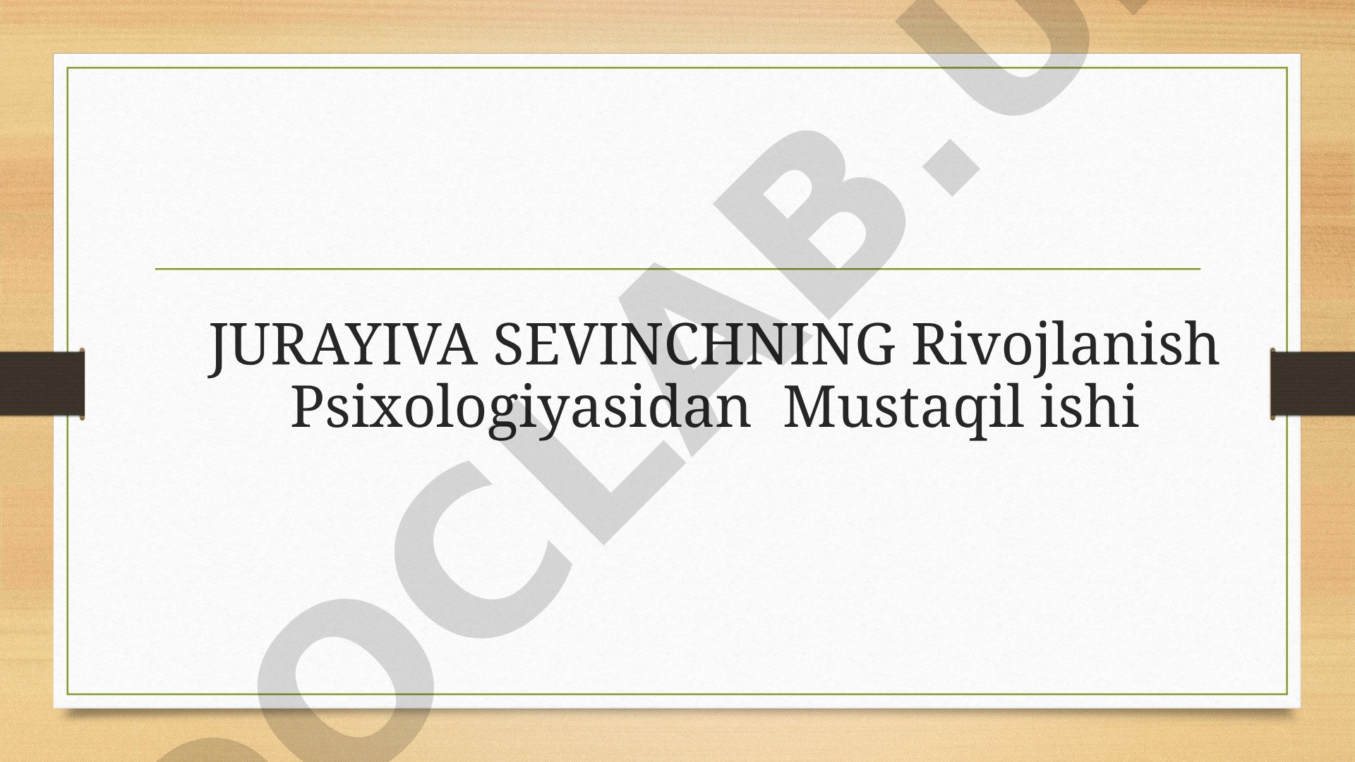 ERIKSONNING SHAXS RIVOJLANISHINI PSIXO-IJTIMOIY BOSQICHLARI