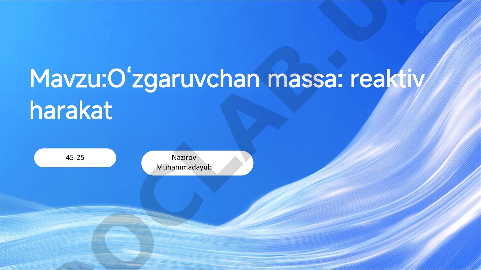O'zgaruvchan massa: reaktiv harakat