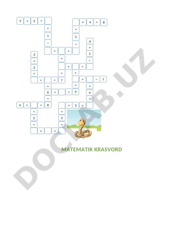 Matematik krossvord