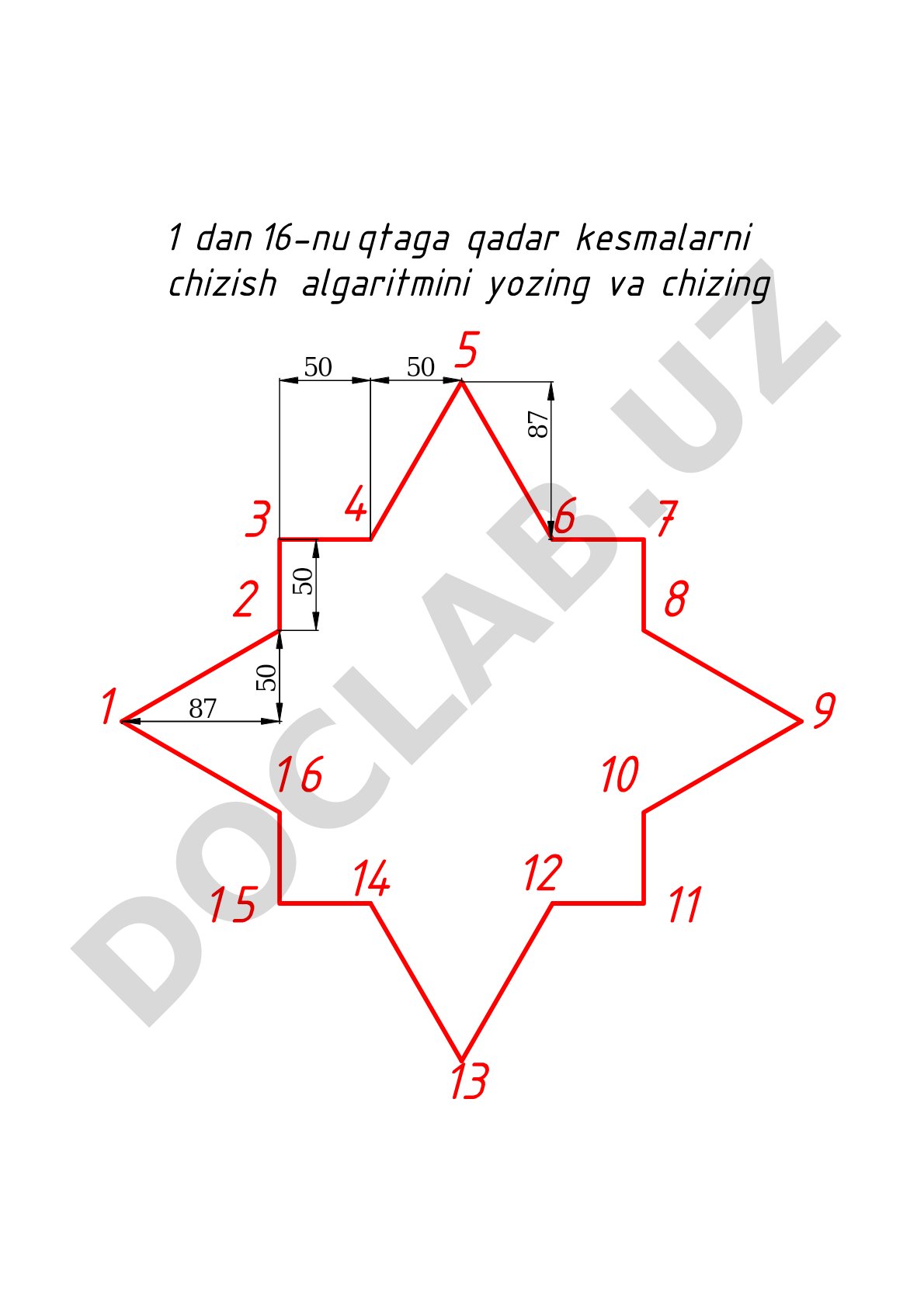 Nuqtalar orasida kesmalar chizish algoritmi