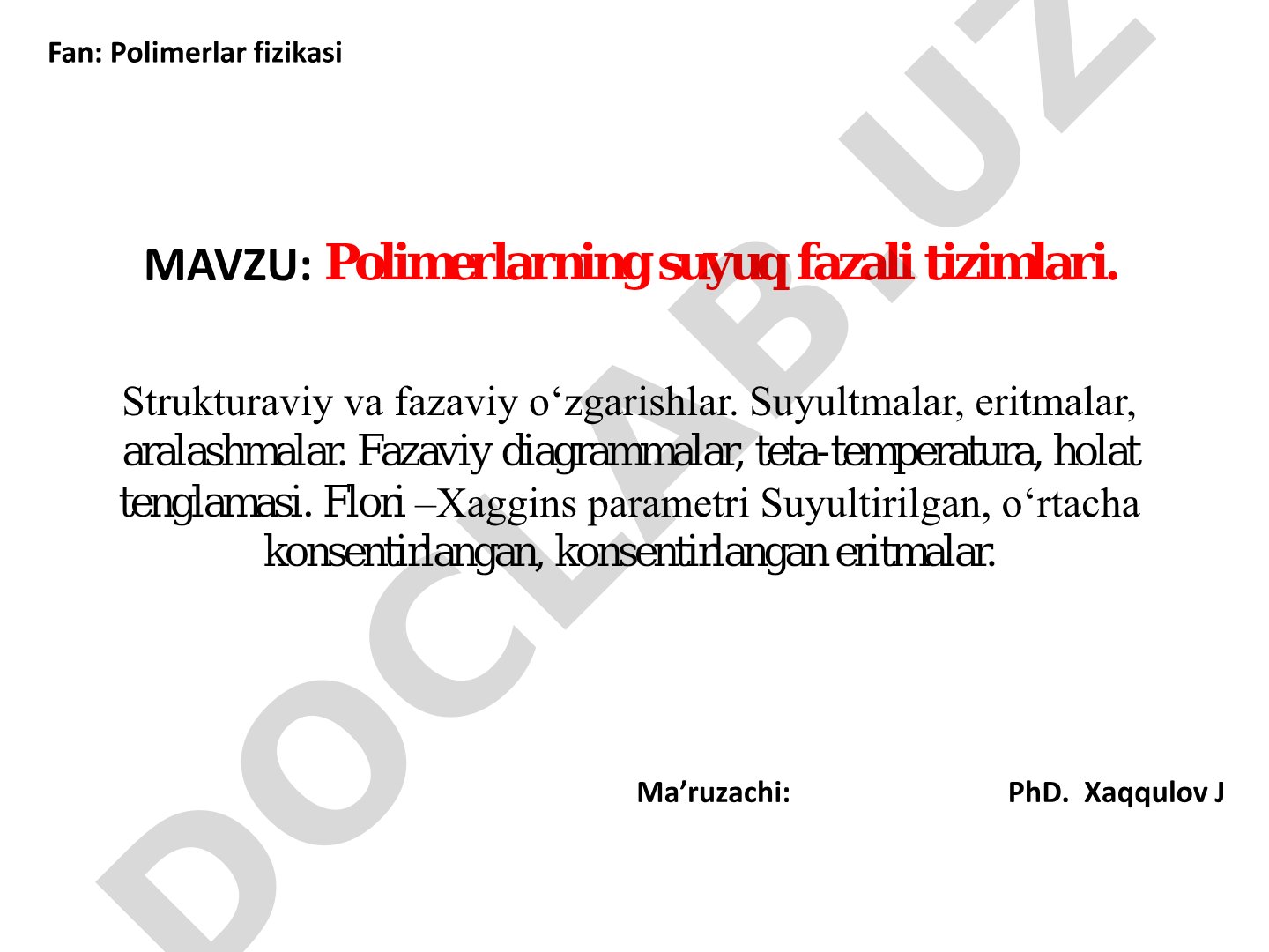 Polimerlarning suyuq fazali tizimlari