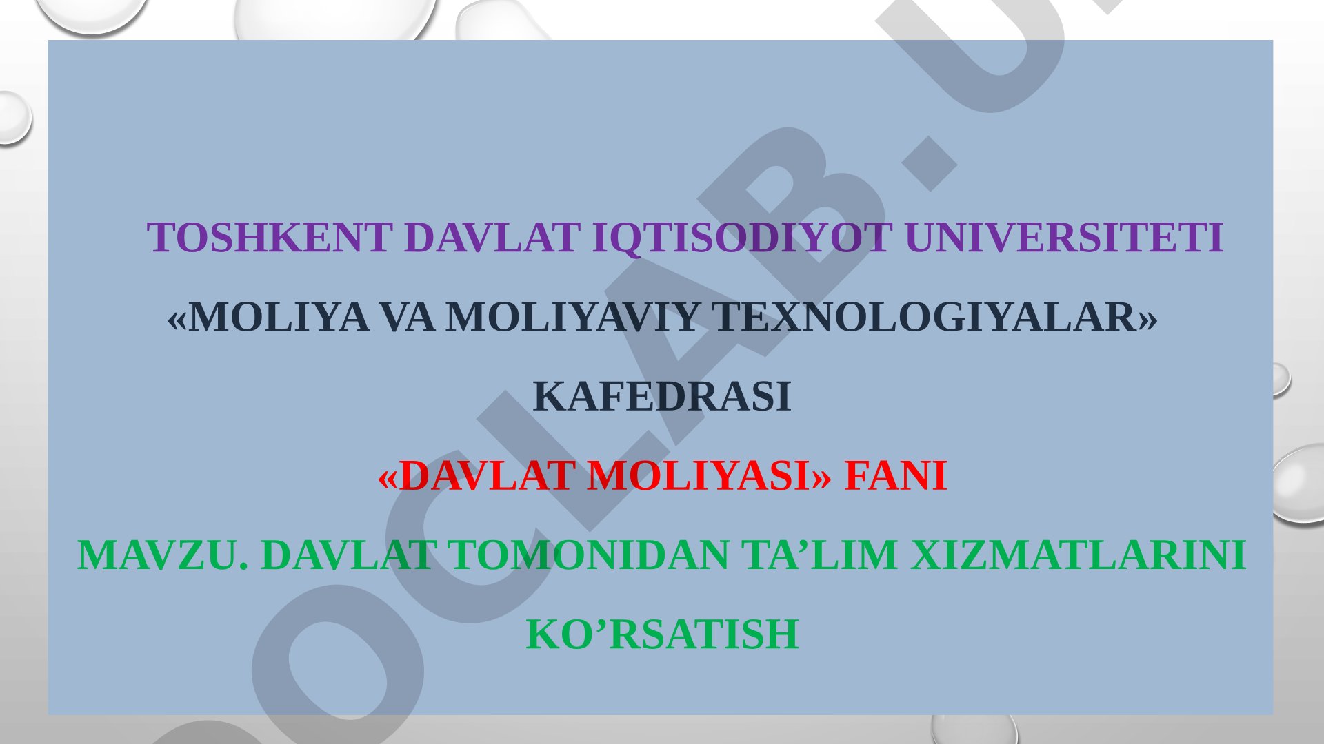 Davlat tomonidan ta'lim xizmatlarini ko'rsatish