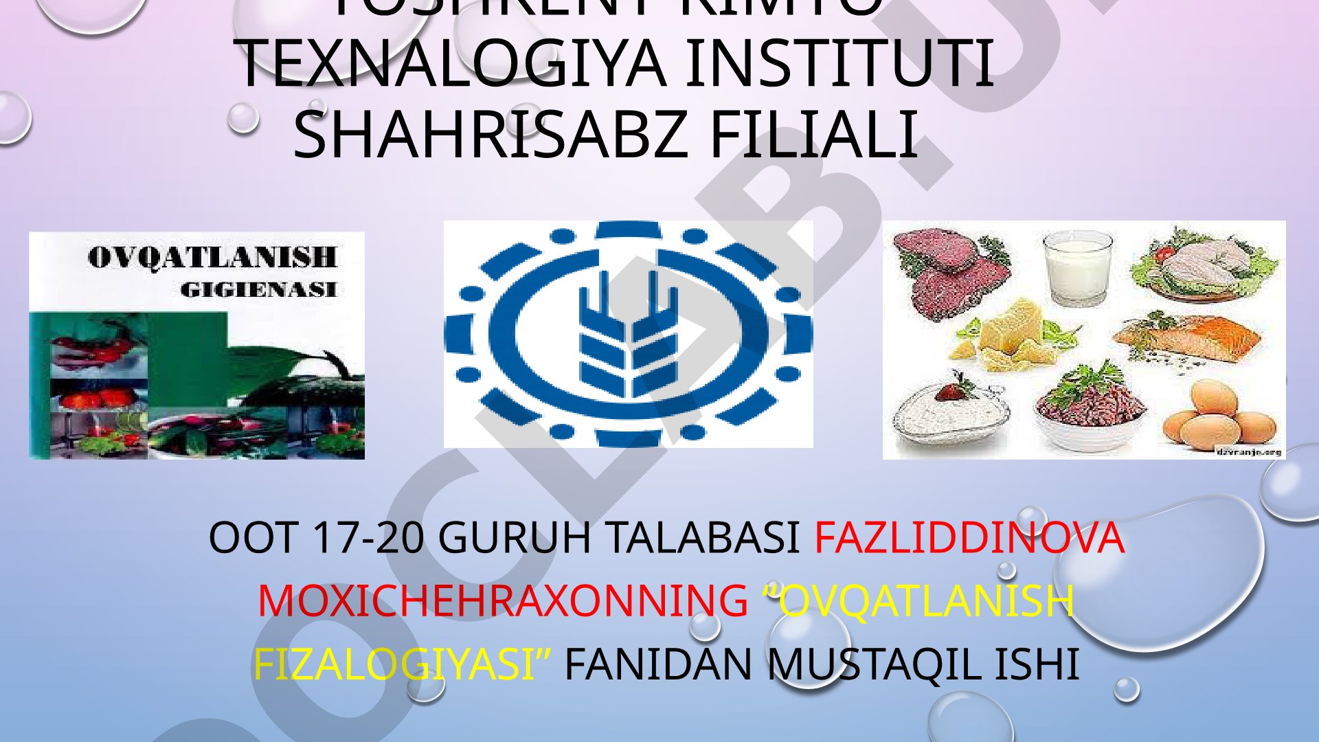 Hozirgi zamon kishisining ovqatlanishi