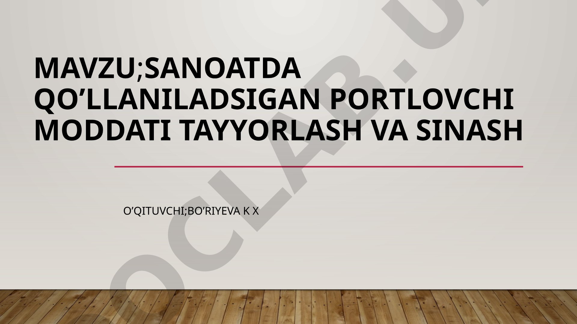 Sanoatda qo'llaniladigan portlovchi modda tayyorlash va sinash