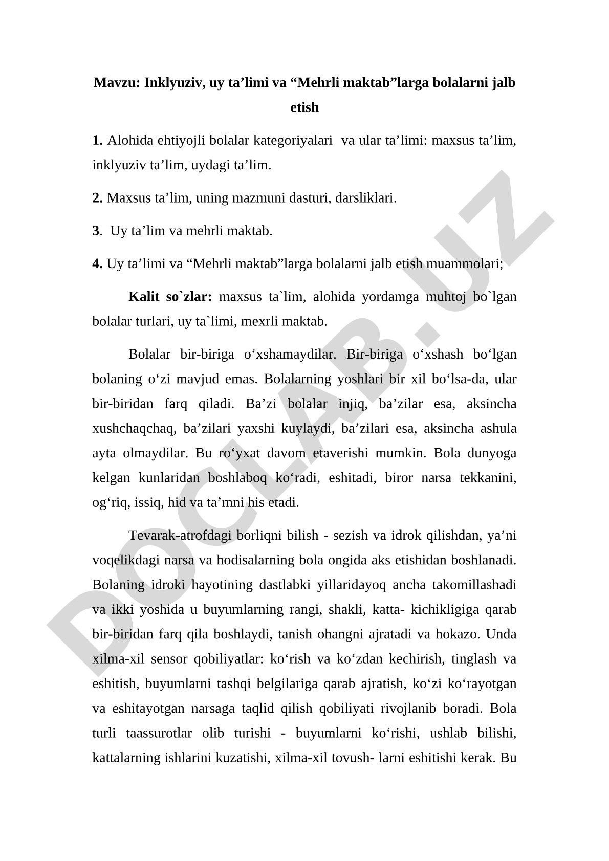 Inklyuziv, uy ta’limi va “Mehrli maktab”larga bolalarni jalb etish