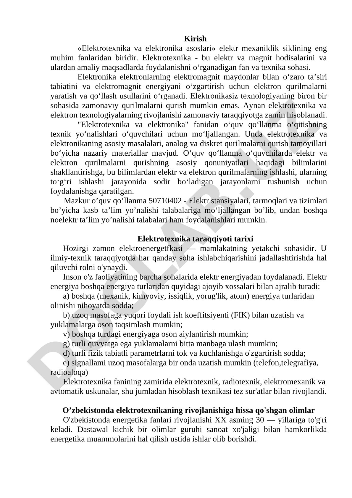 Elektrotexnika va elektronika asoslari