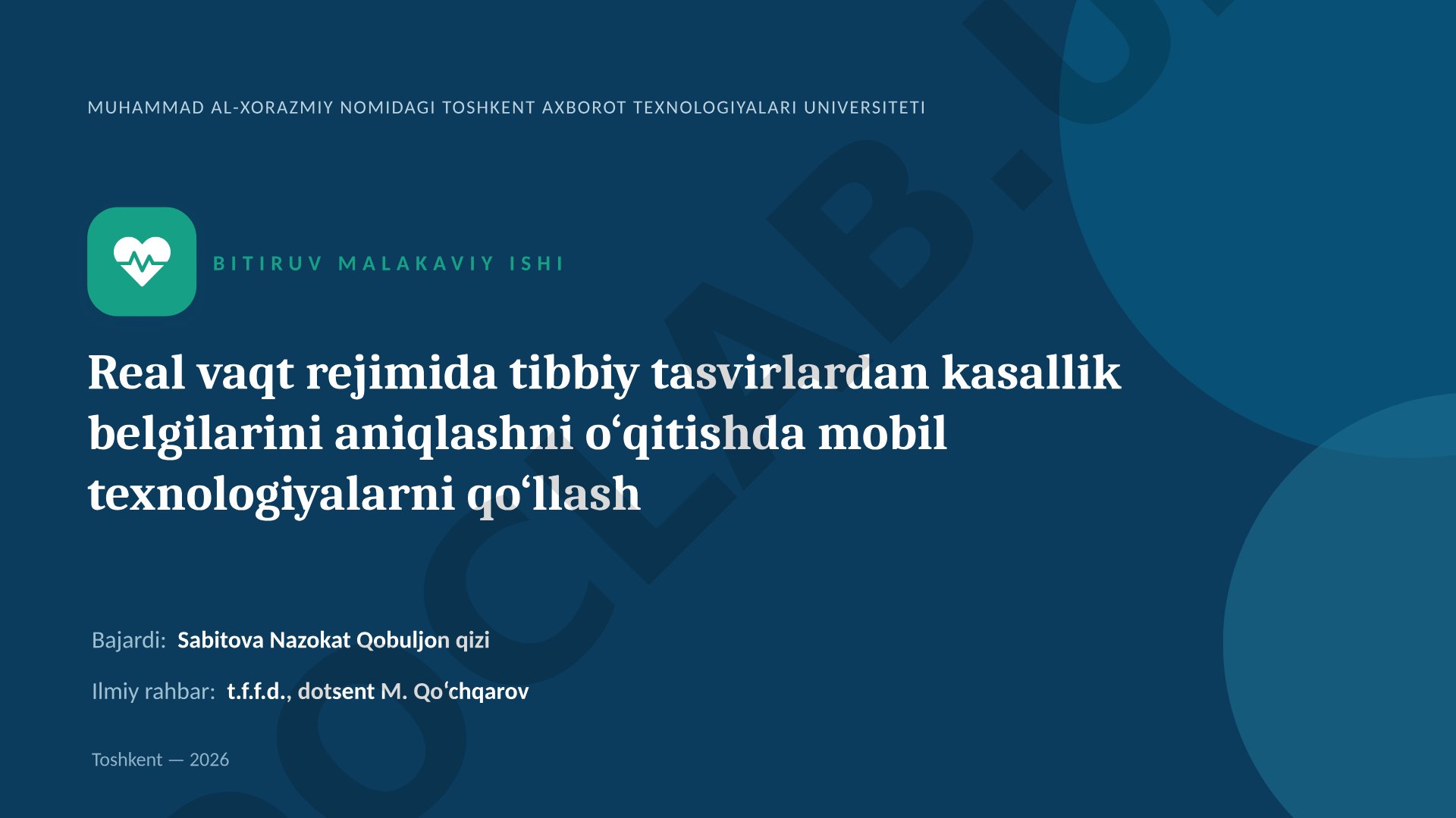 Real vaqt rejimida tibbiy tasvirlardan kasallik belgilarini aniqlashni o‘qitishda mobil texnologiyalarni qo‘llash