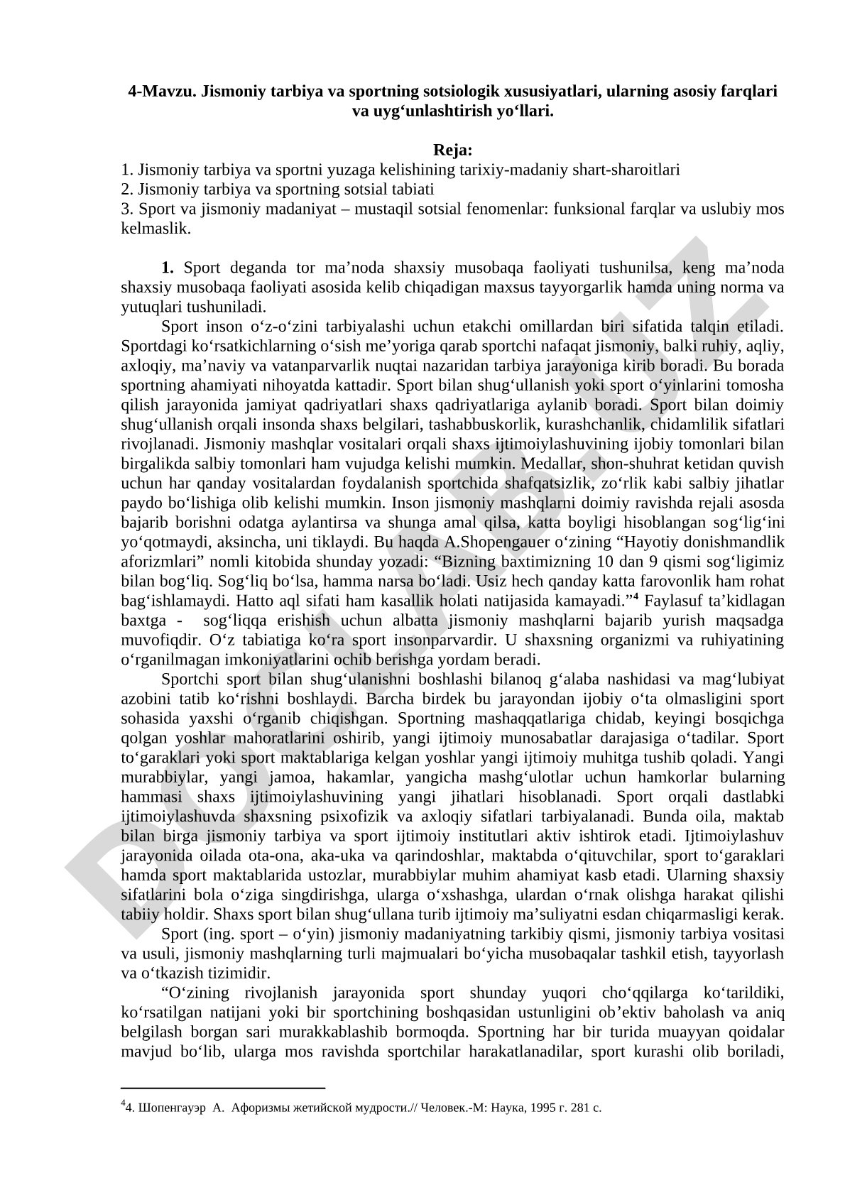 Jismoniy tarbiya va sportning sotsiologik xususiyatlari, ularning asosiy farqlari va uyg‘unlashtirish yo‘llari