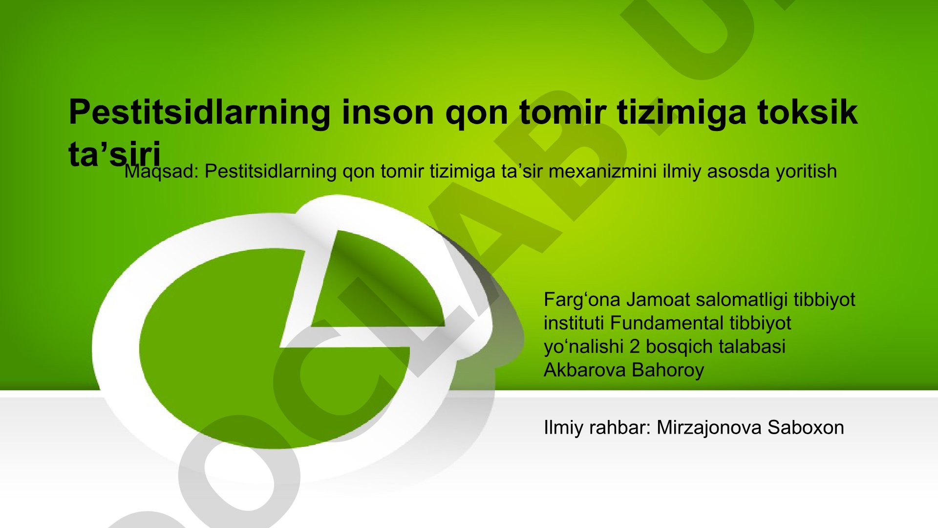 Pestitsidlarning inson qon tomir tizimiga toksik ta'siri