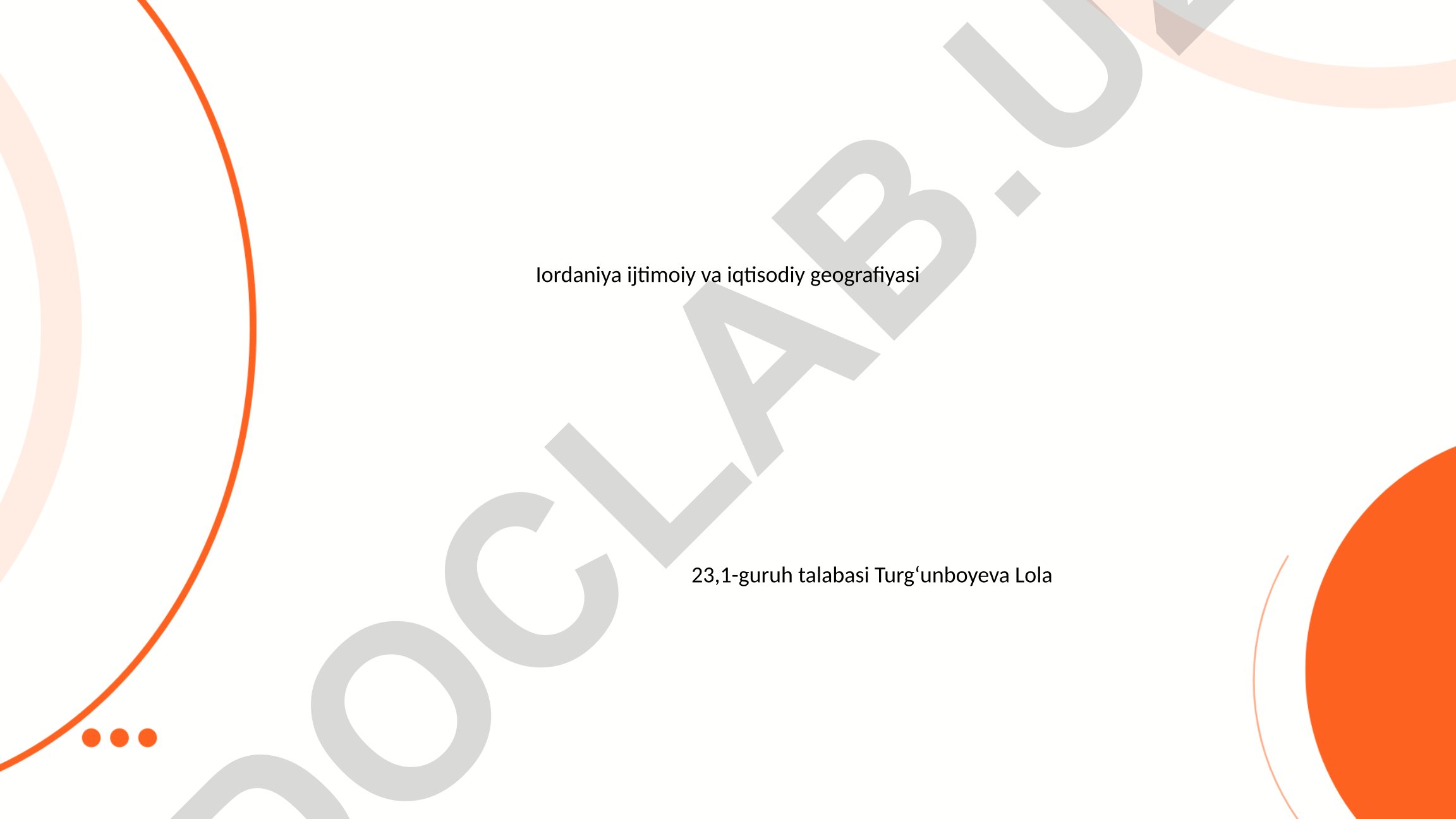 Iordaniya ijtimoiy va iqtisodiy geografiyasi