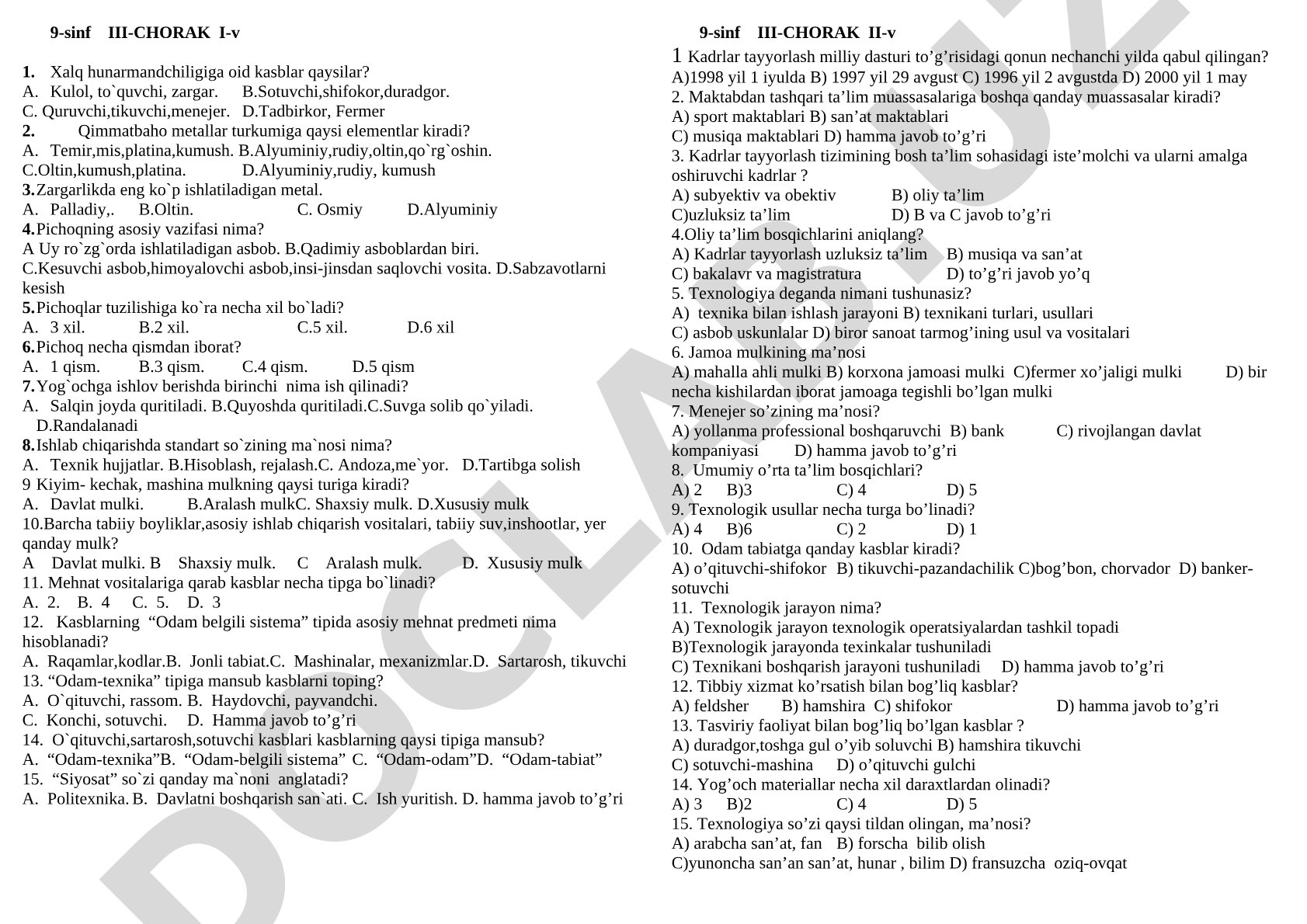 9-sinf III-CHORAK I-v 1