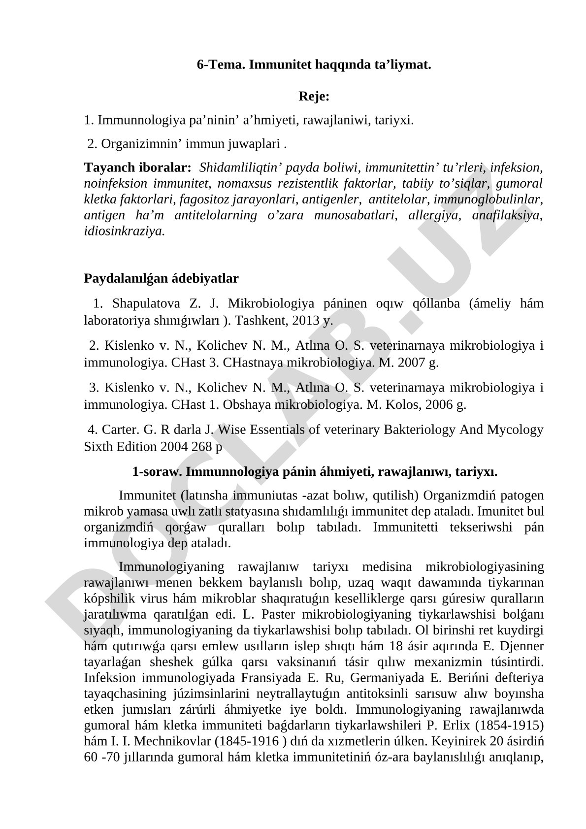 Immunitet haqqında ta’liymat