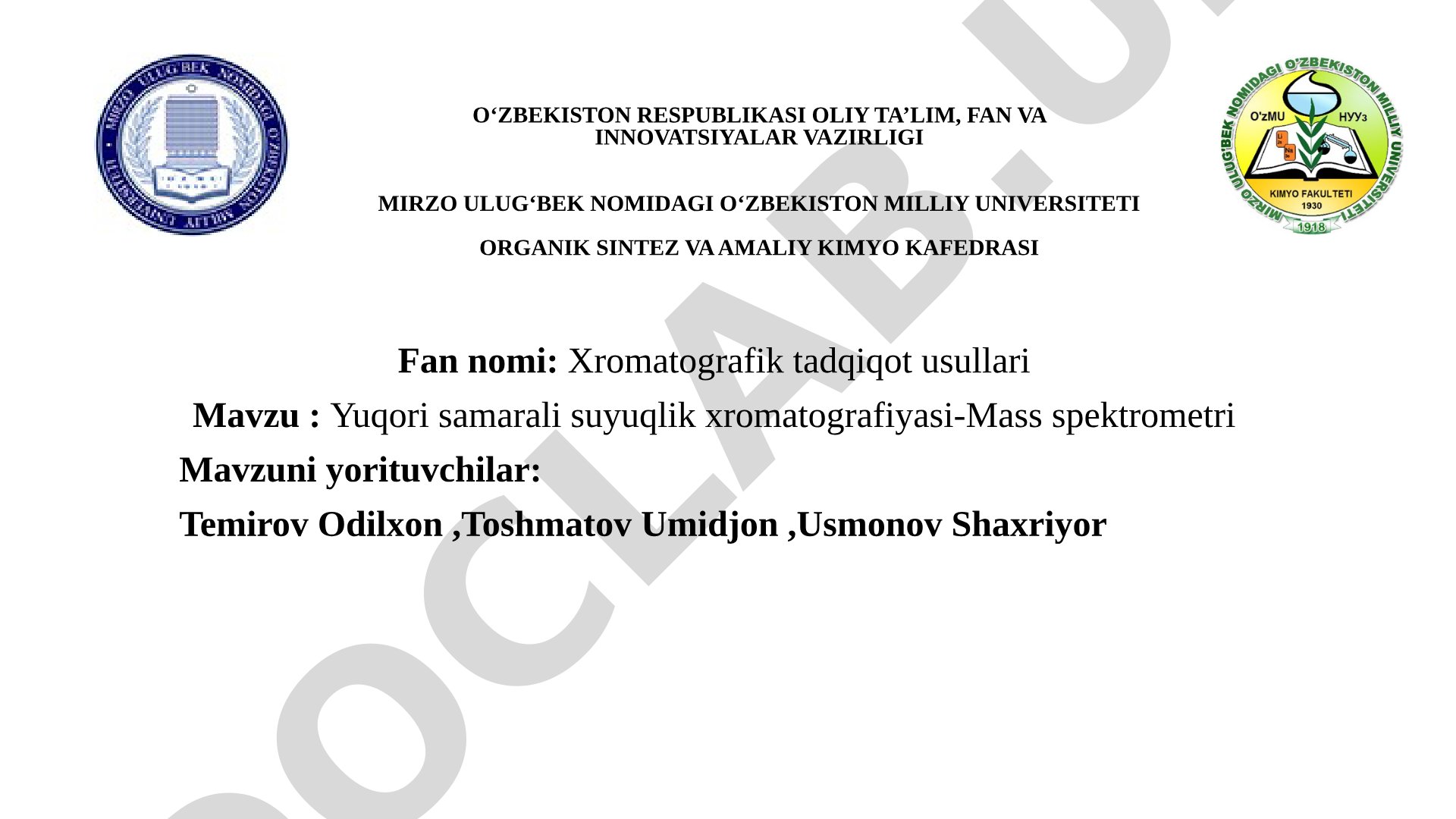 Yuqori samarali suyuqlik xromatografiyasi-Mass spektrometri