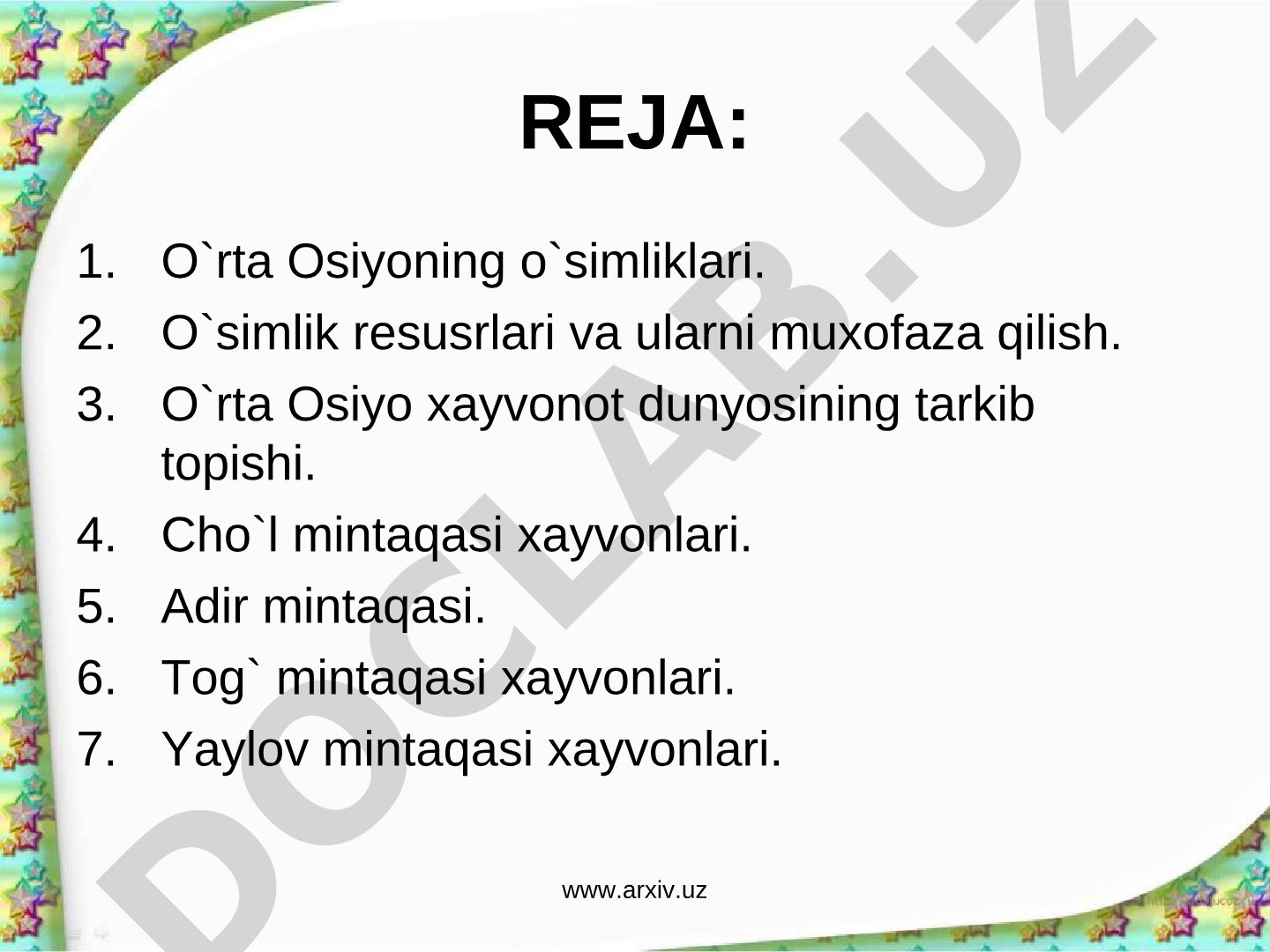 O`simlik rеsusrlari va ularni muxofaza qilish