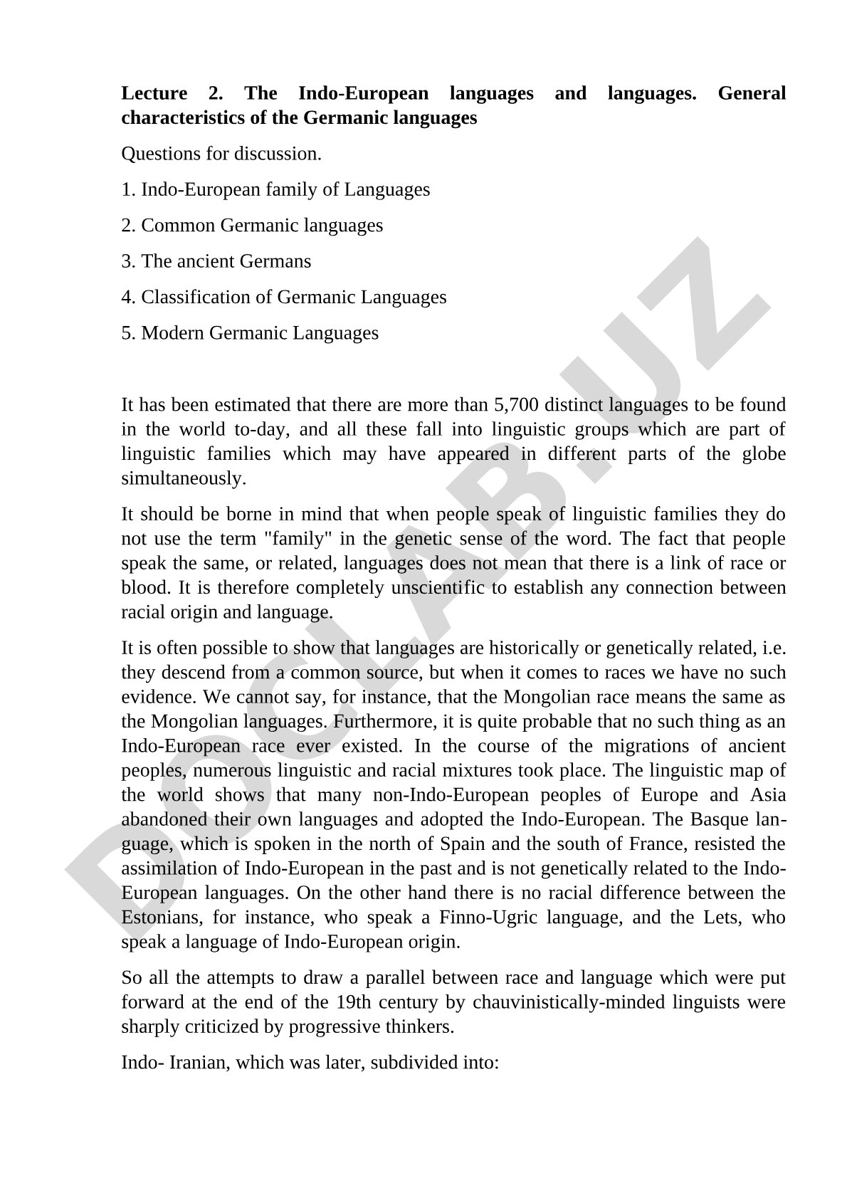 Indo-European languages and general characteristics of Germanic languages