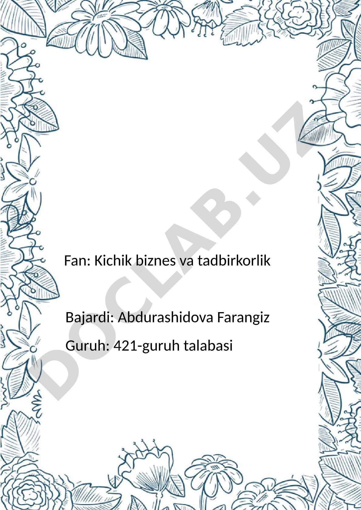 Kichik biznes va tadbirkorlik faoliyatini rejalashtirish