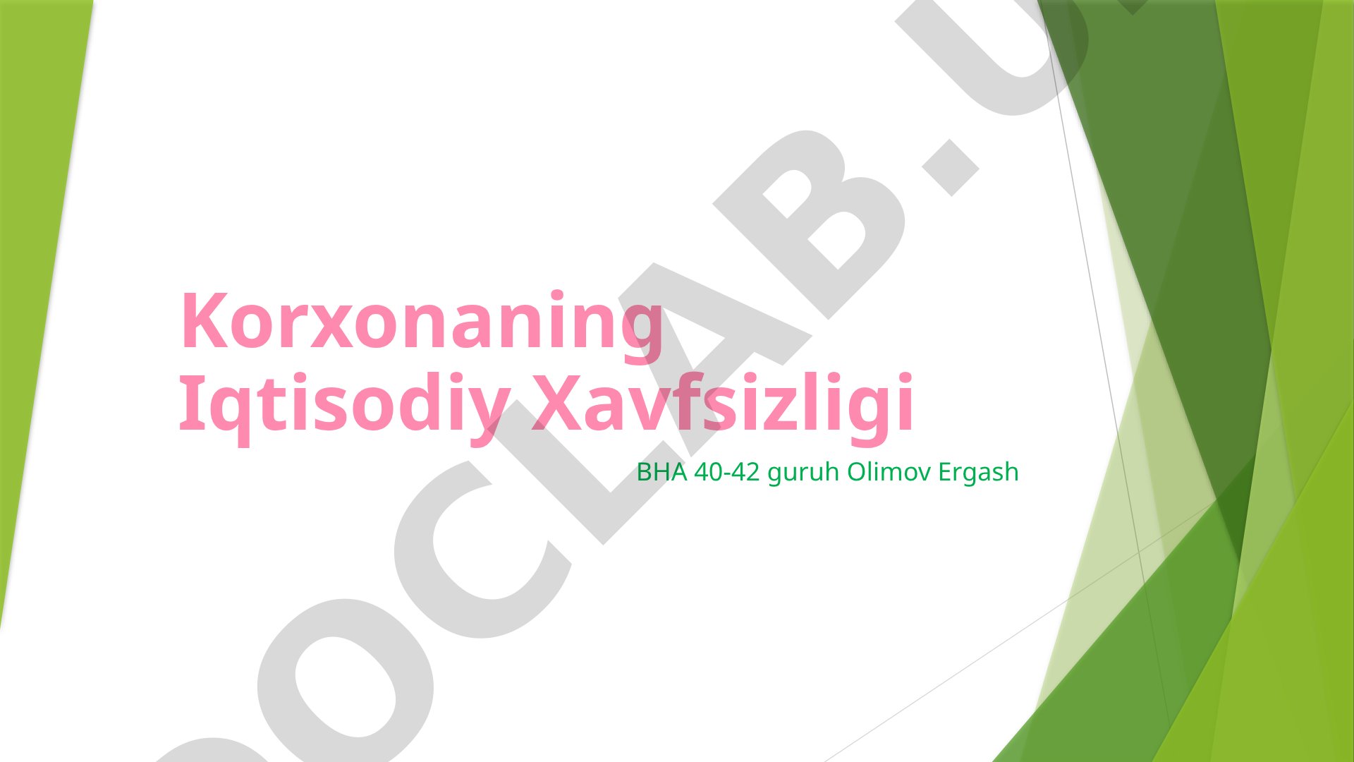 Korxonaning Iqtisodiy Xavfsizligi