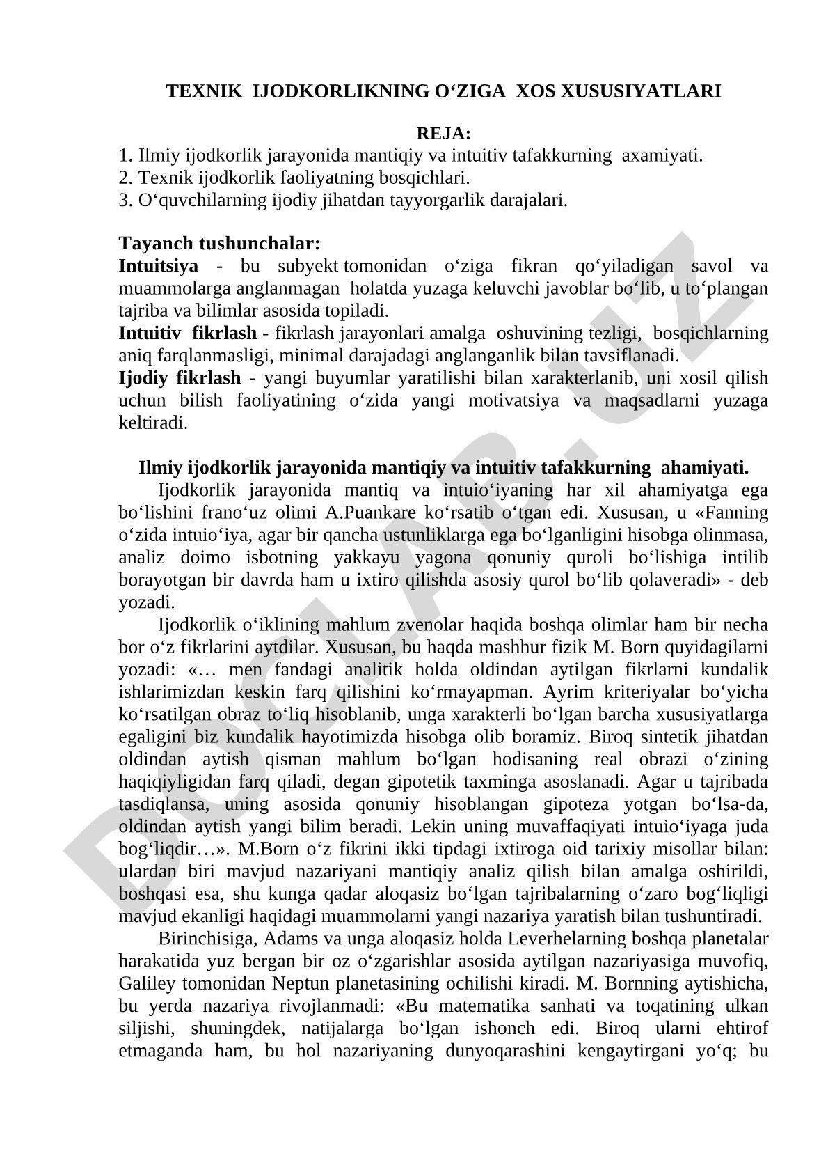 Texnik ijodkorlikning o'ziga xos xususiyatlari