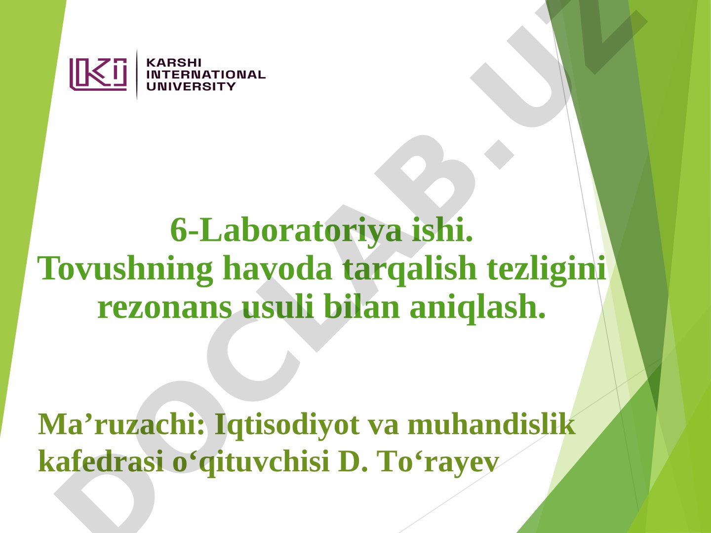 Tovushning havoda tarqalish tezligini rezonans usuli bilan aniqlash