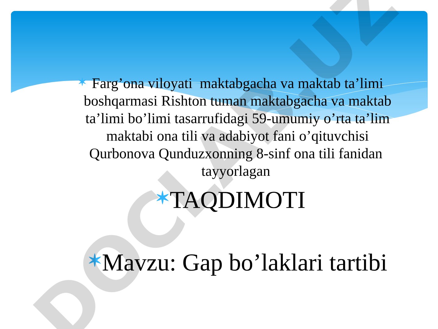 Gap bo'laklari tartibi