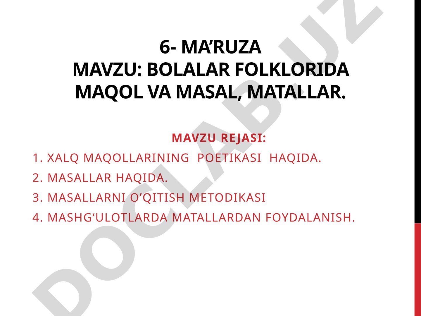 Bolalar folklorida maqol va masal, matallar