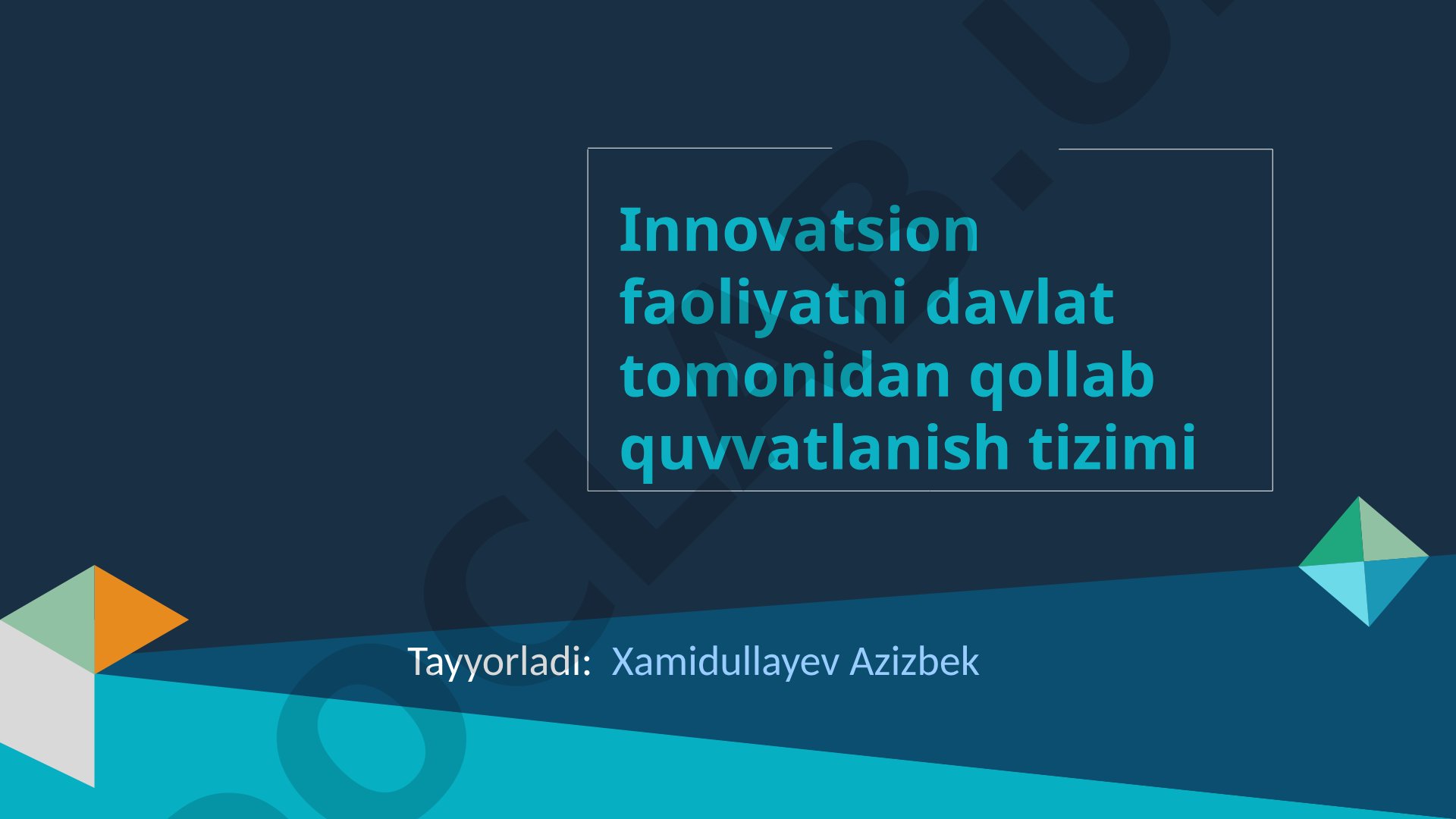 Innovatsion faoliyatni davlat tomonidan qollab quvvatlanish tizimi