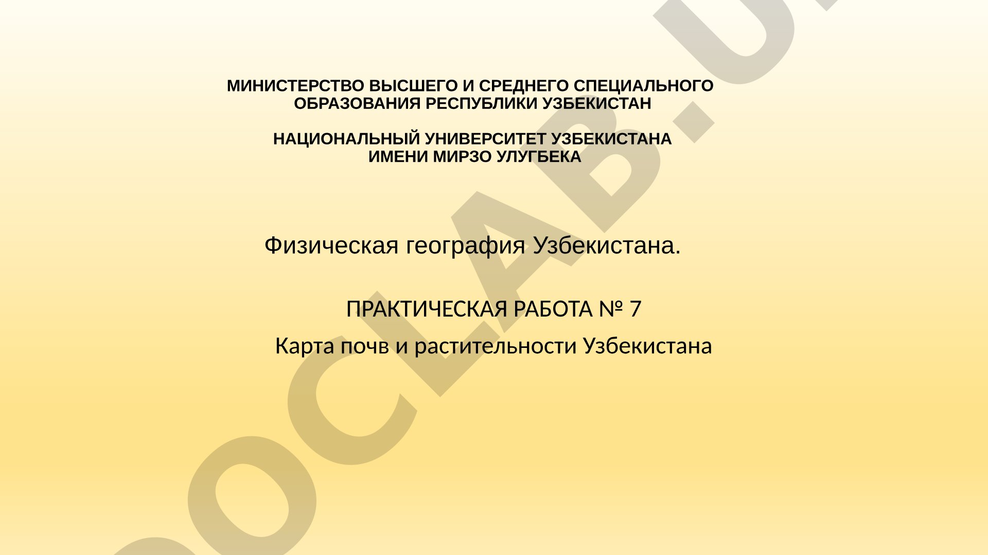 Карта почв и растительности Узбекистана