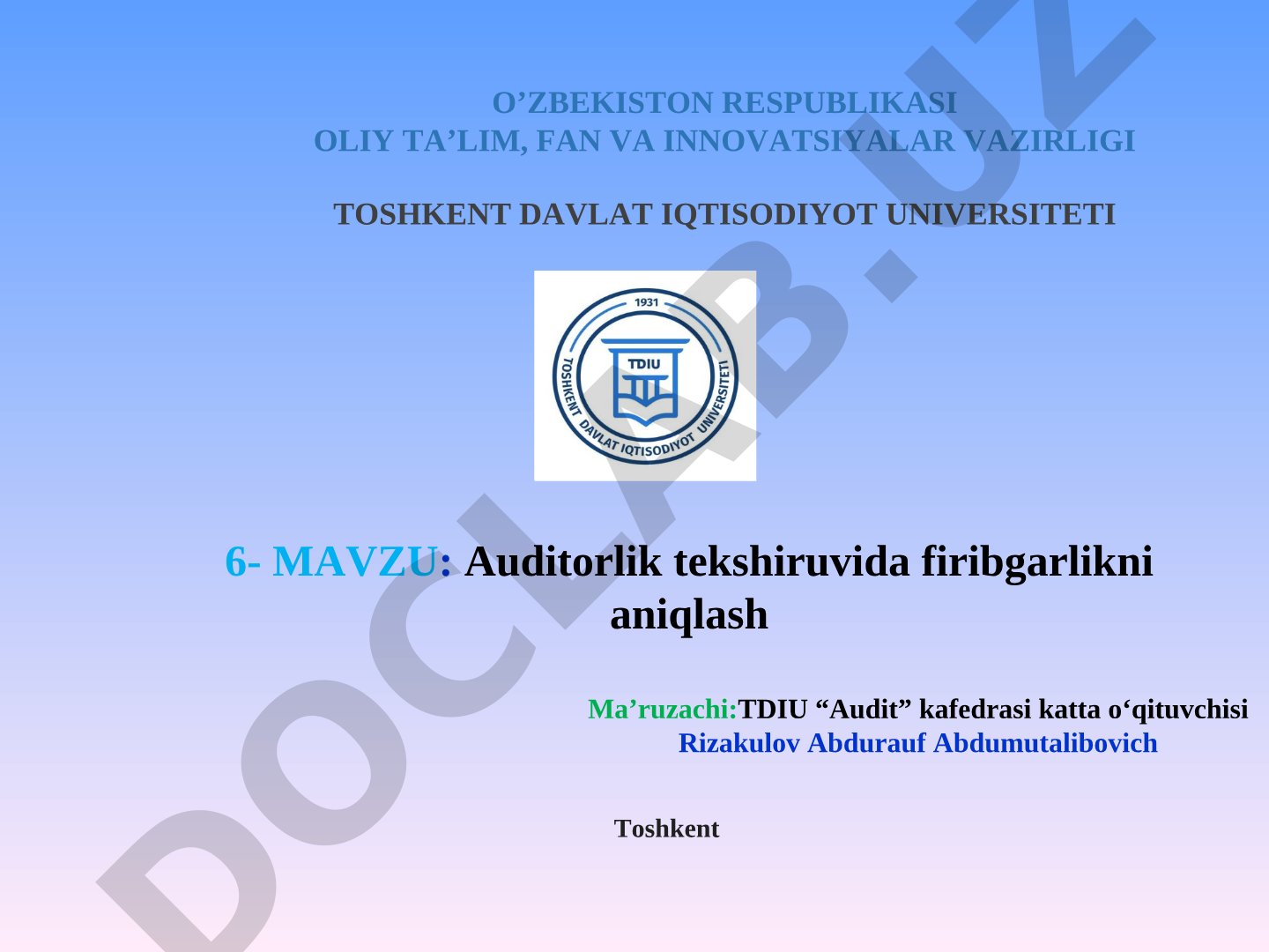 Auditorlik tekshiruvida firibgarlikni aniqlash
