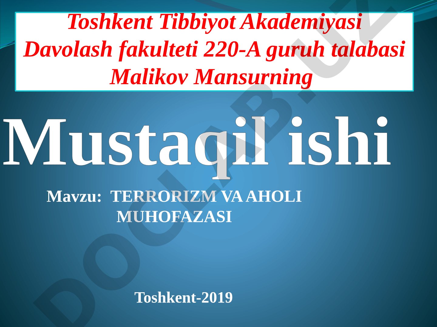 Terrorizm va aholi muhofazasi