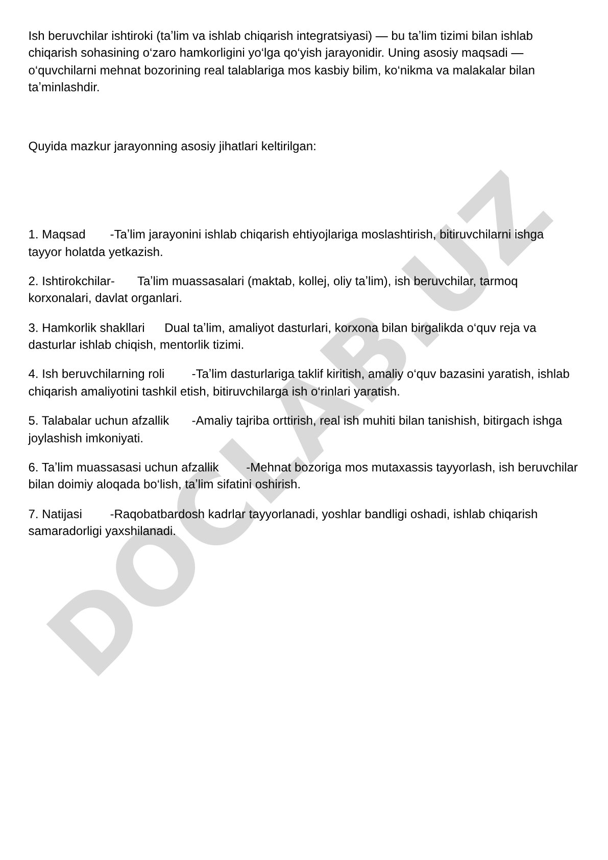 Ish beruvchilar ishtiroki (taʼlim va ishlab chiqarish integratsiyasi)