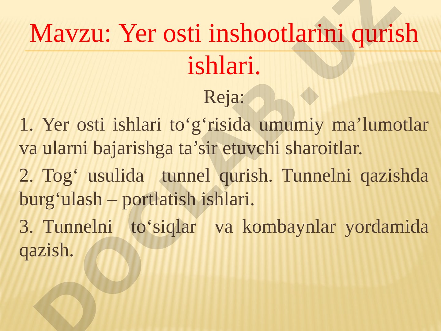 Yer osti inshootlarini qurish ishlari