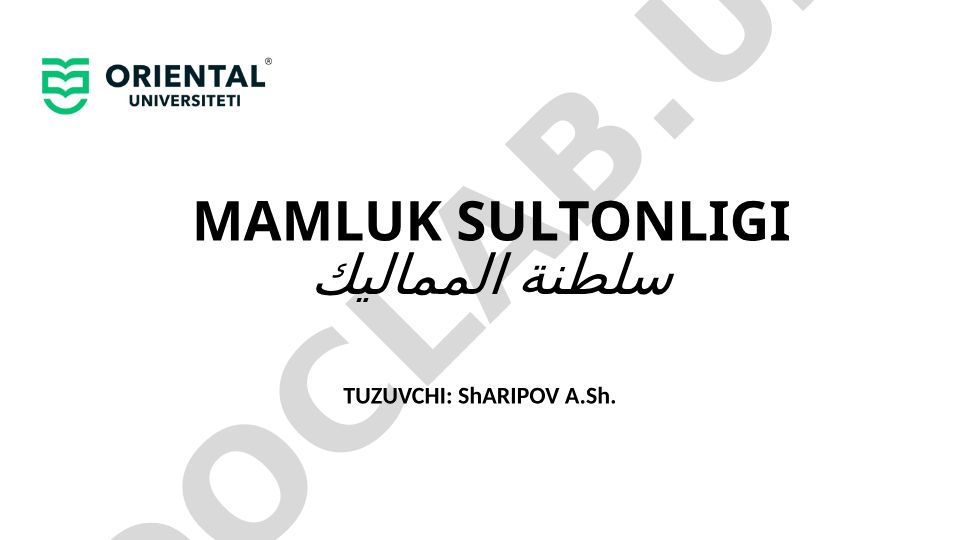Mamluk sultonligi tarixi va rivojlanishi