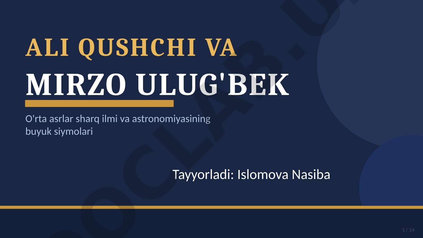 Ali Qushchi va Mirzo Ulug'bek — O'rta asrlar sharq ilmi va astronomiyasining buyuk siymolari