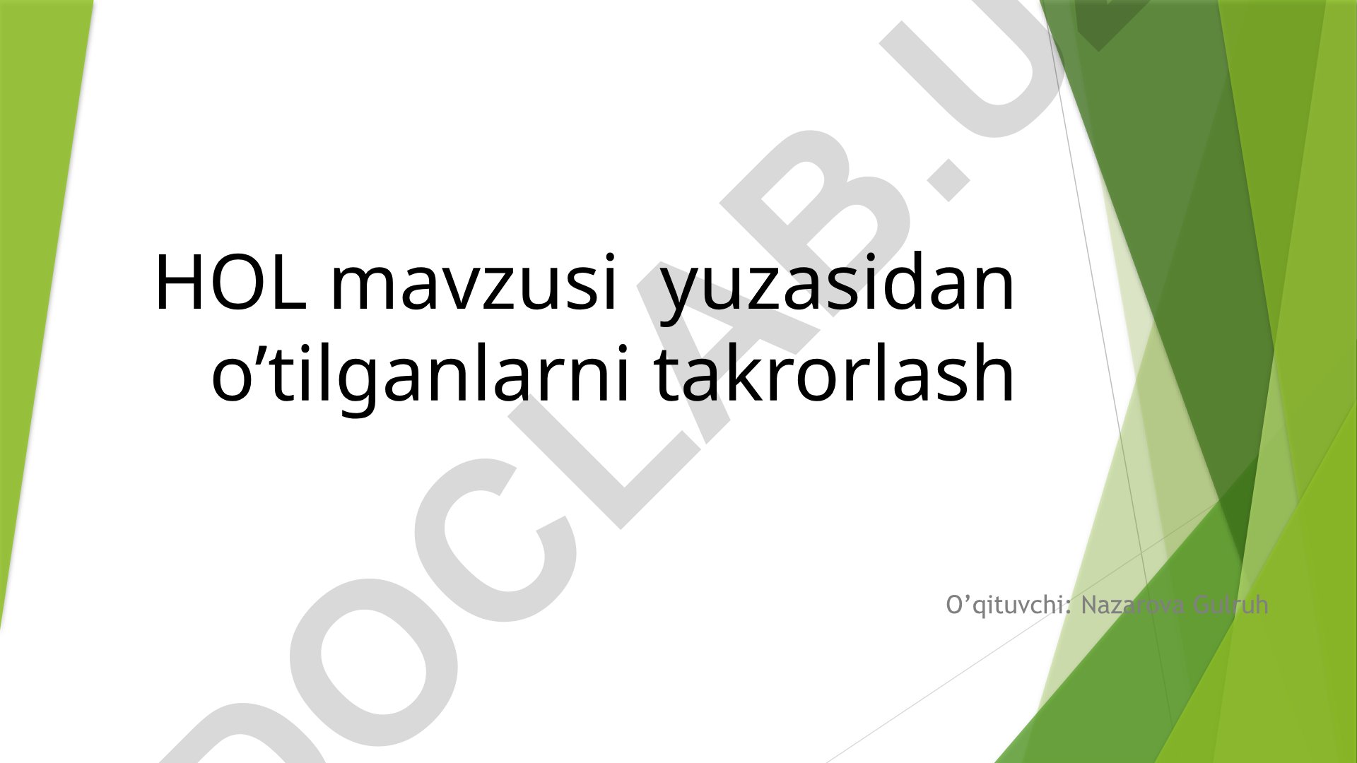 Hol haqida umumiy ma'lumot va ma'no turlari