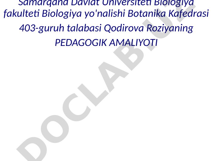 Samarqand Davlat Universiteti talabasining pedagogik amaliyot jarayonidan fotolavhalar