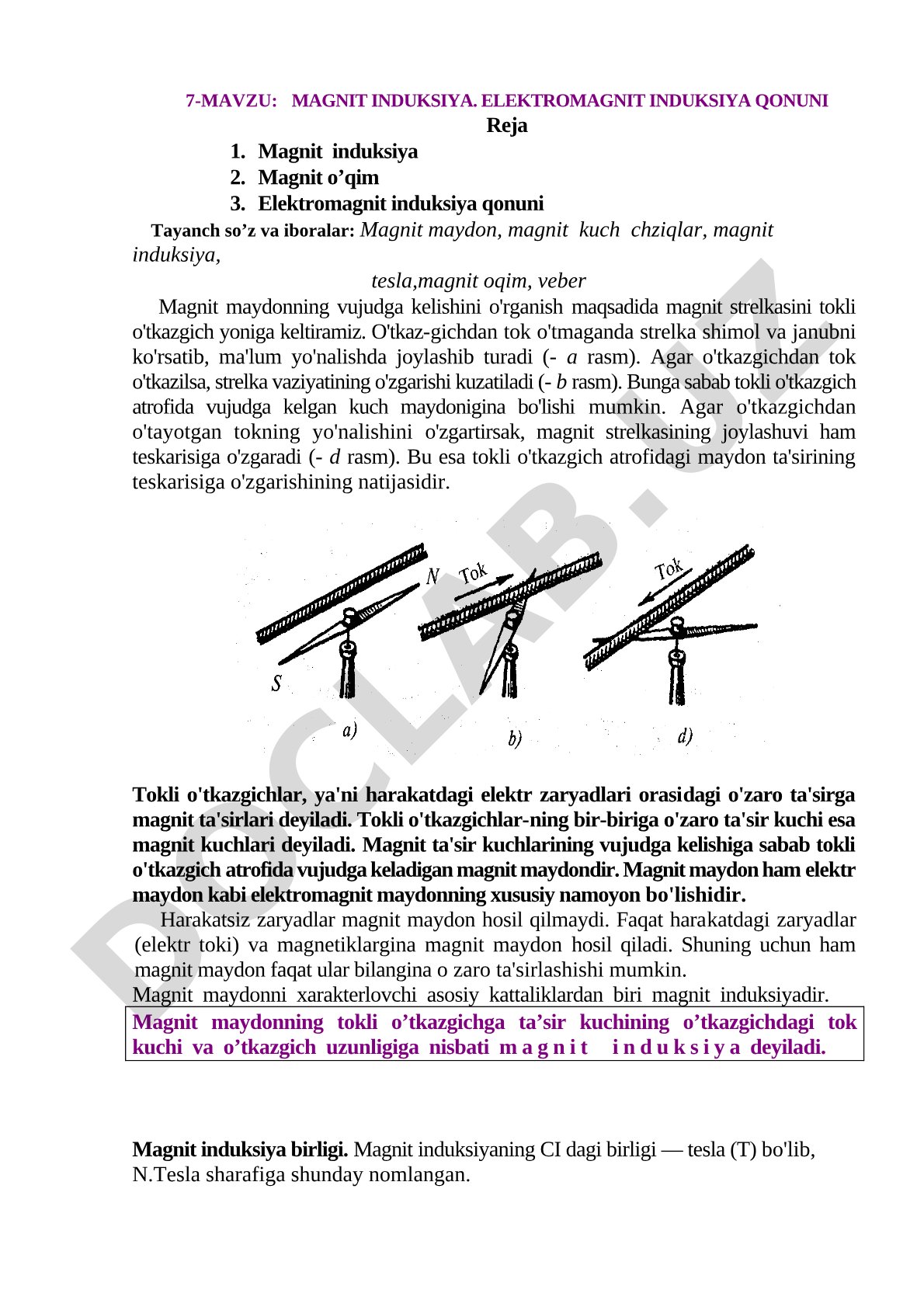 Magnit induksiya. Elektromagnit induksiya qonuni