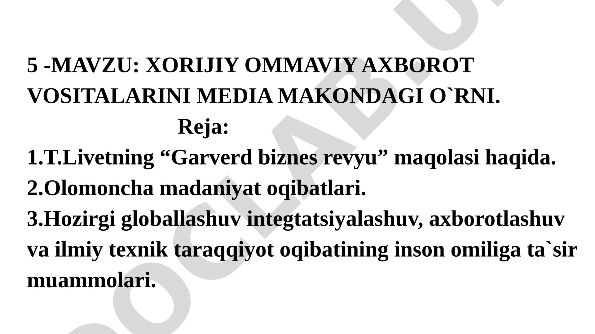 Xorijiy ommaviy axborot vositalarini media makondagi o'rni