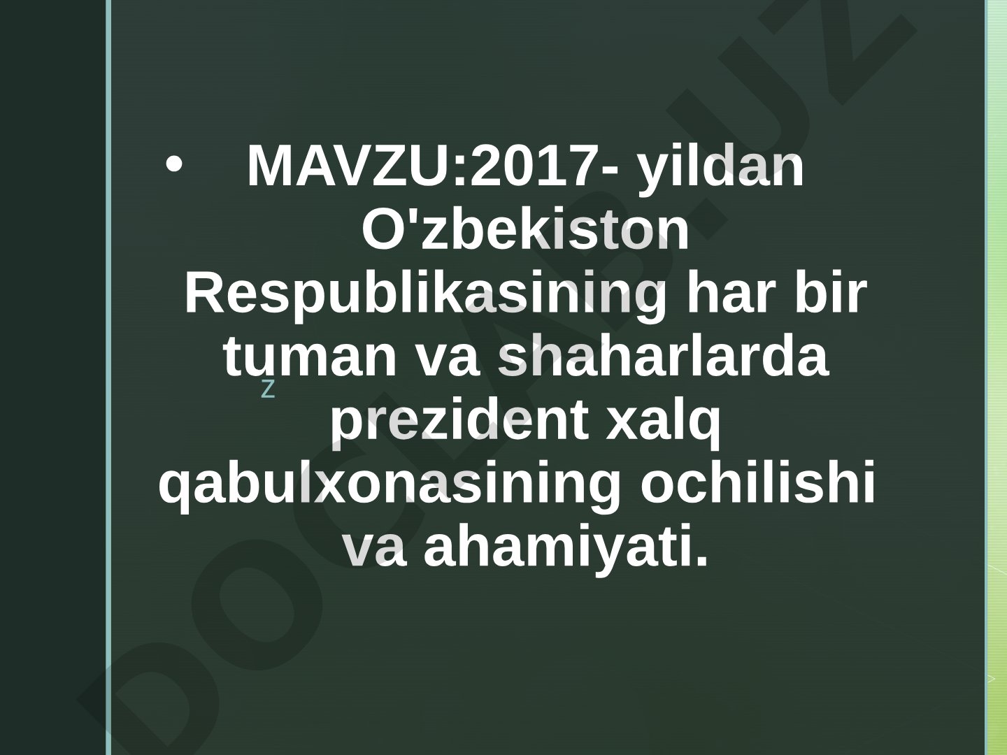 2017-yildan O'zbekiston Respublikasining har bir tuman va shaharlarda prezident xalq qabulxonasining ochilishi va ahamiyati