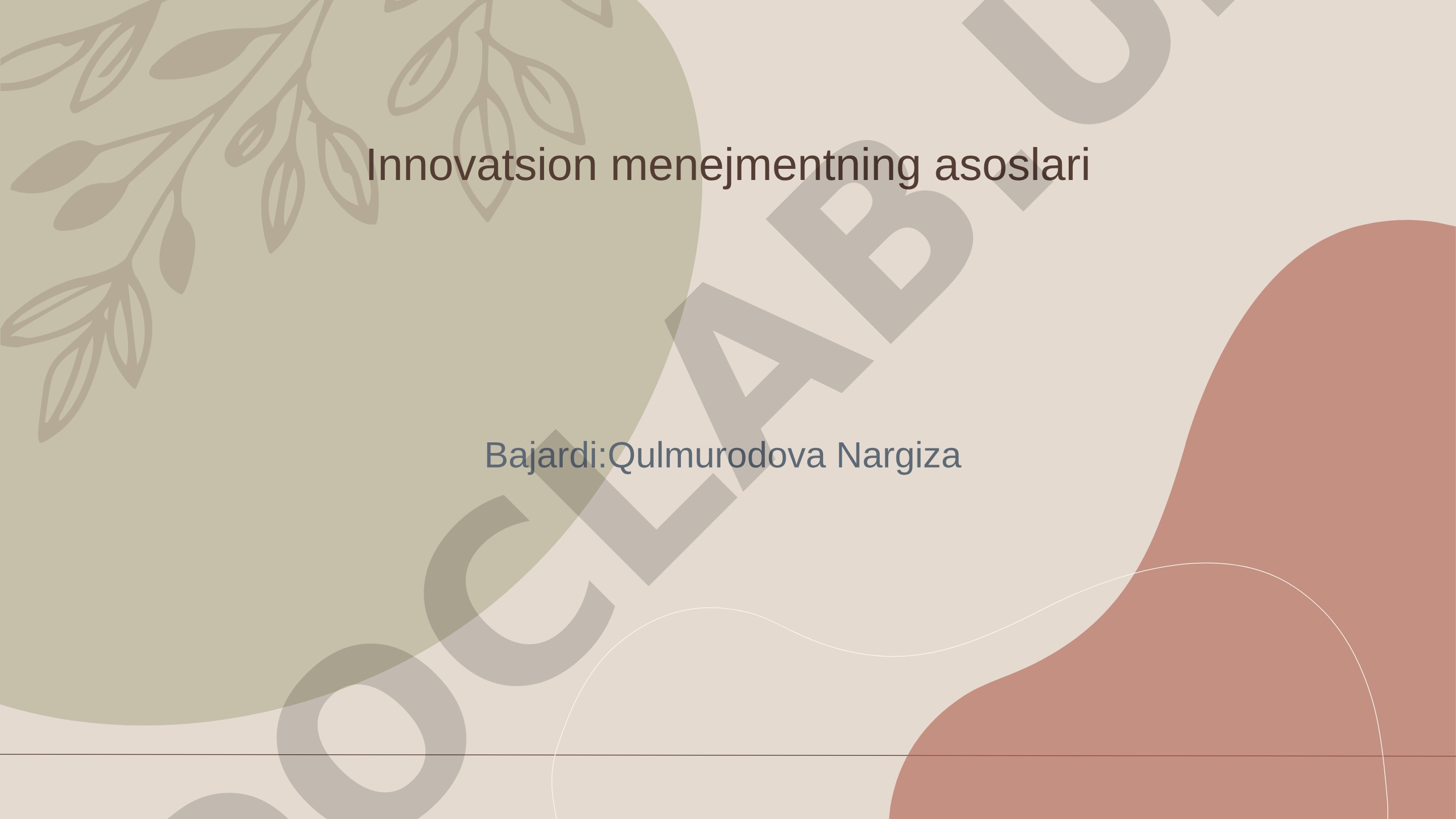 Innovatsion menejmentning asoslari