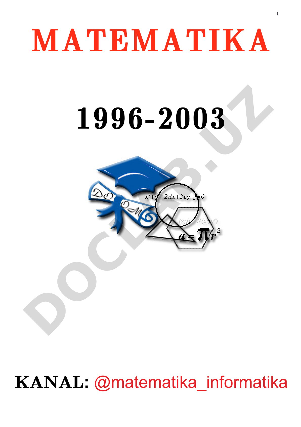 1996-2003 yillardagi matematika testlari va yechimlari to'plami